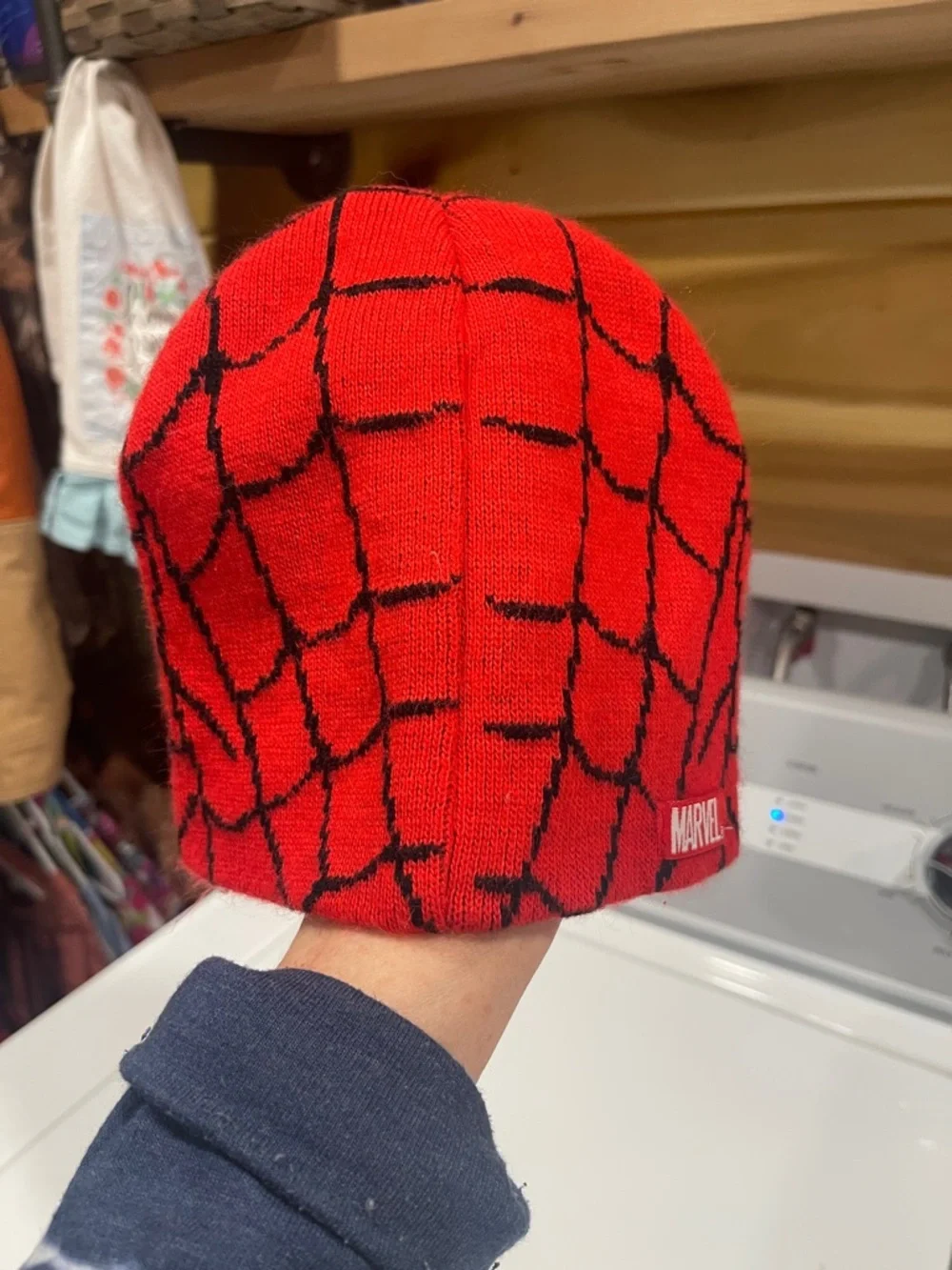 Marvel Red & Black Spider-Web Knit Beanie with Silver Eyes - Picture 4 of 4
